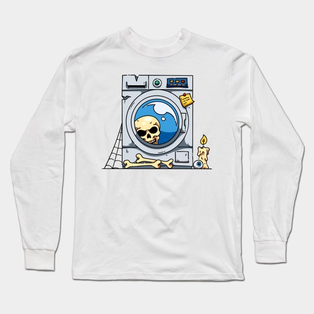 Skull Inside Washing Machine Long Sleeve T-Shirt by andhiika